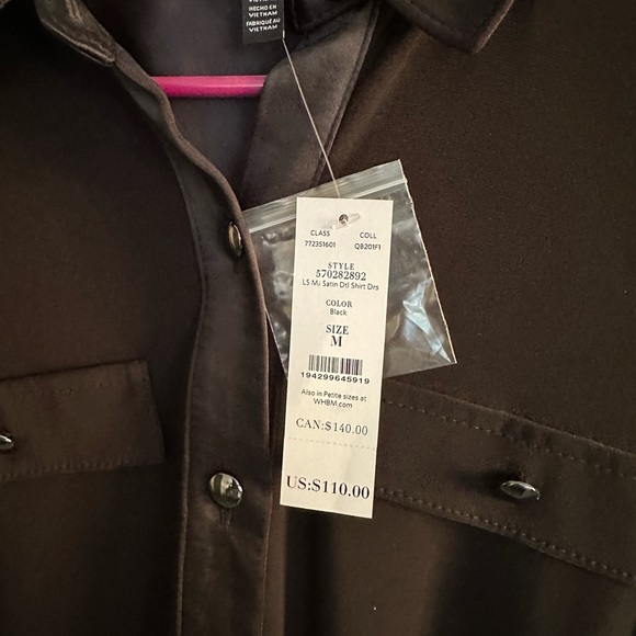 WHBM black dress with some satin. New with tags. Size medium. - Picture 2 of 3